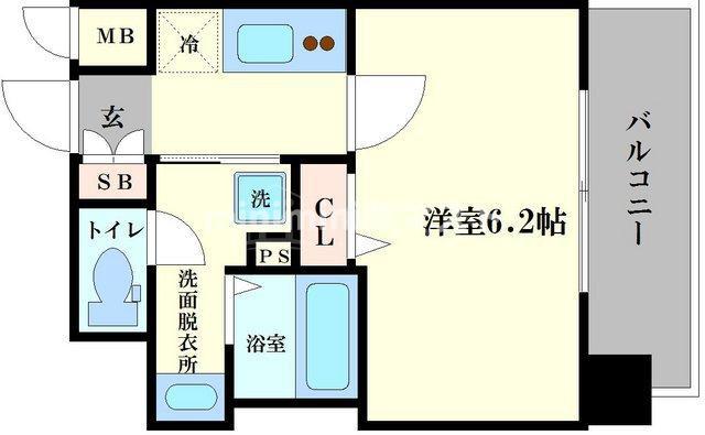 セオリー夕陽丘DOOR(1K/6階)の間取り写真