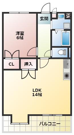 ブランドールMIII(1LDK/5階)の間取り写真