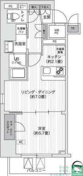 PRIMAL GOTANDA(1LDK/9階)の間取り写真