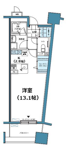 ロイヤルパークスシーサー南千住(ワンルーム/3階)の間取り写真
