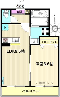 メゾンドアロ(1LDK/1階)の間取り写真