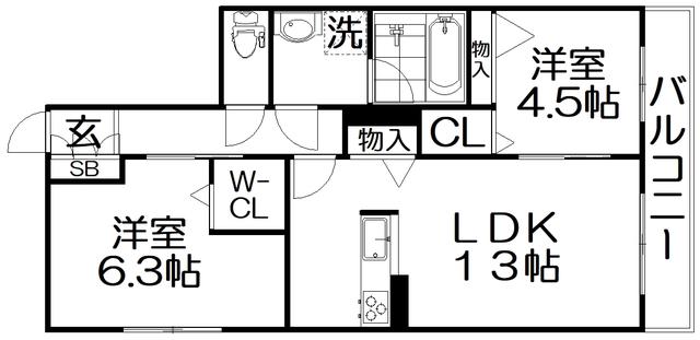 シャーメゾン寝屋川中央(2LDK/3階)の間取り写真