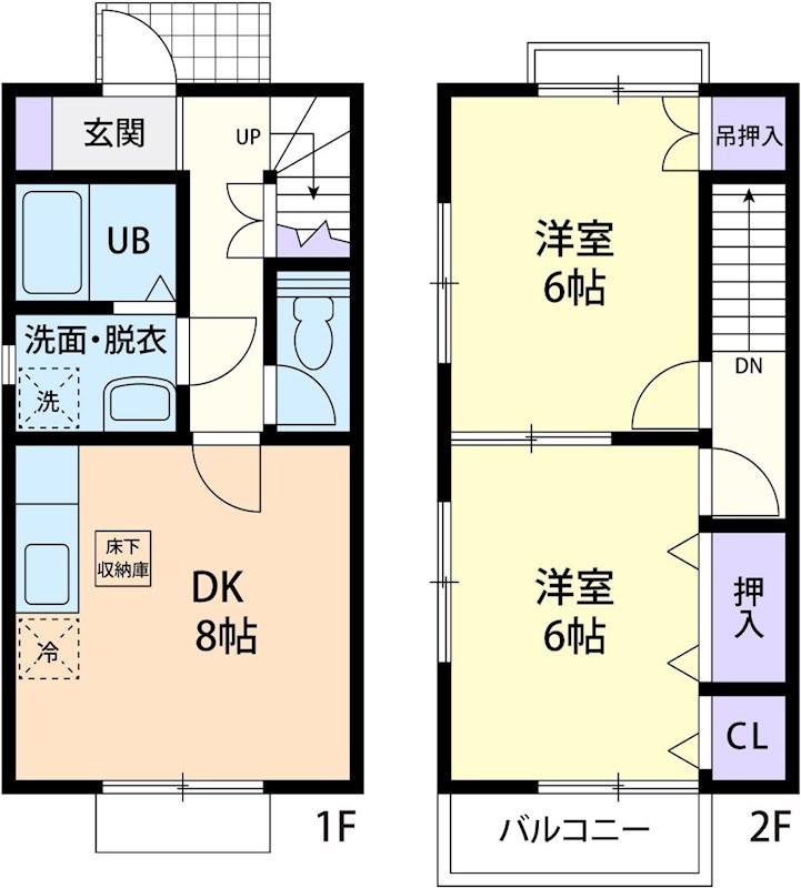 ランポ牛久(2DK/1階)の間取り写真