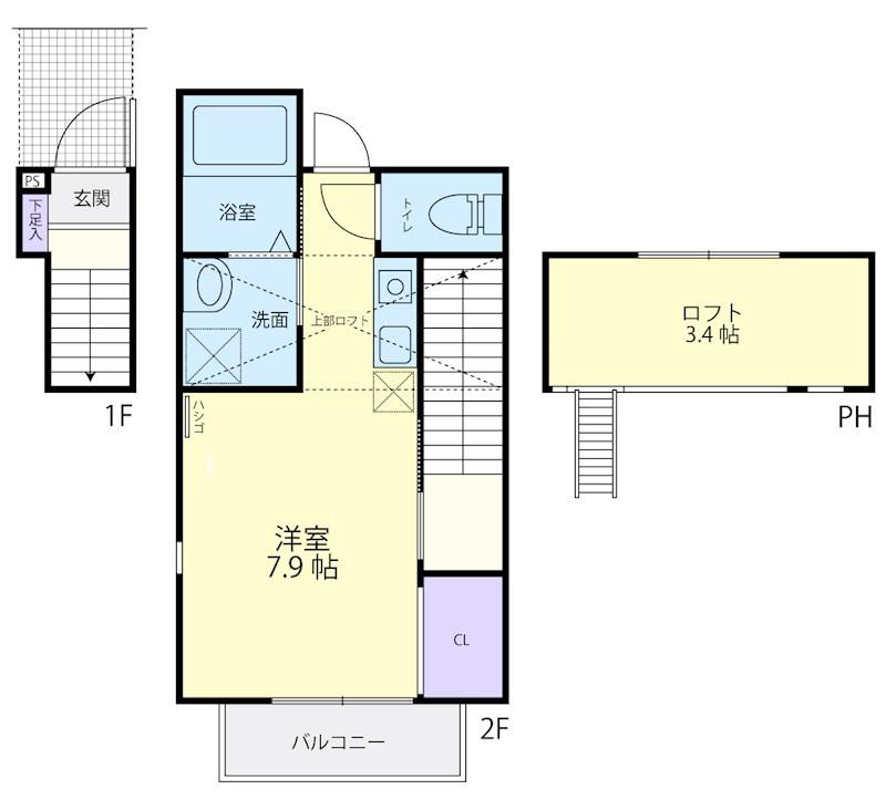HARVEST PALACE III(1K/2階)の間取り写真