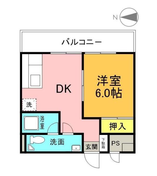 ヘレンハウゼ(1DK/4階)の間取り写真
