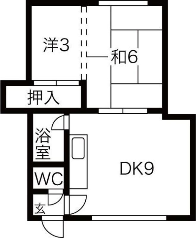 マイルーム34(2DK/1階)の間取り写真