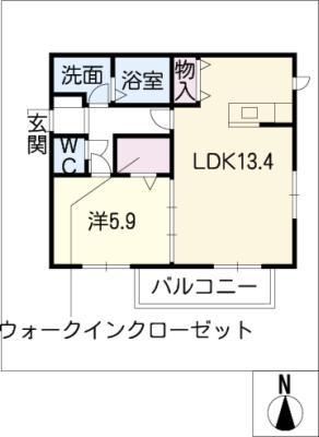 セピアコートI(1LDK/2階)の間取り写真