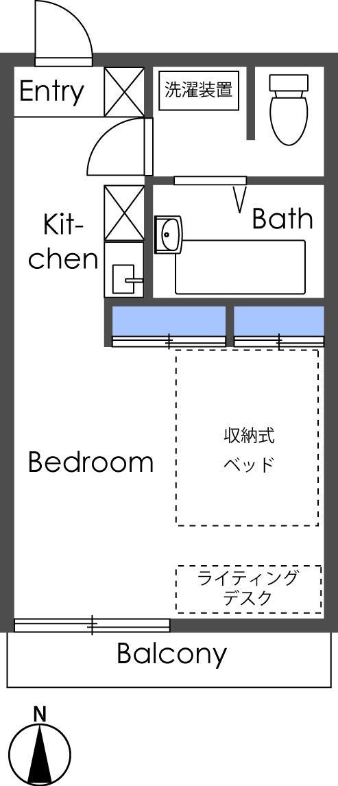 トムソン(ワンルーム/2階)の間取り写真
