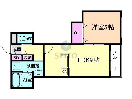 レジデンスシーズⅤ(1LDK/1階)の間取り写真