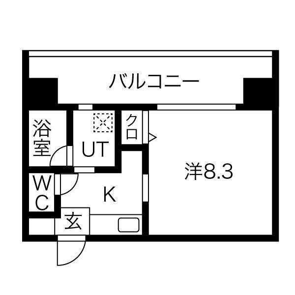 ル・シャンパーニュ(1K/8階)の間取り写真