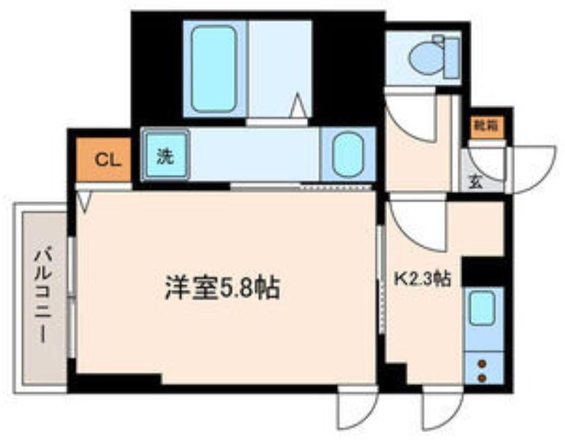 クレールコート(1K/4階)の間取り写真