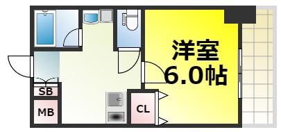 WILLDO難波WI(1K/4階)の間取り写真