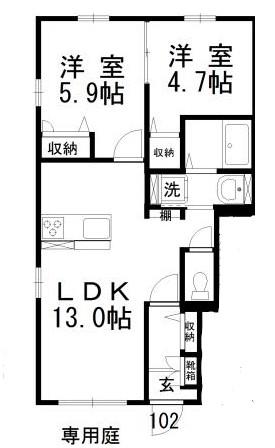 ルーチェ・B(2LDK/1階)の間取り写真