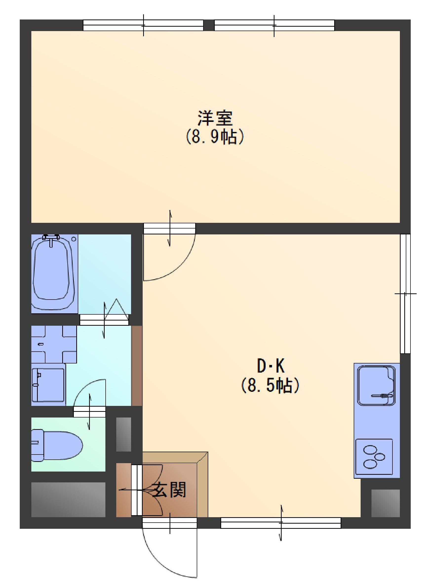 アライハイツ(1DK/3階)の間取り写真