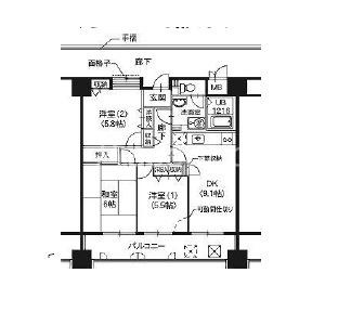 ジュオン城東(3LDK/8階)の間取り写真