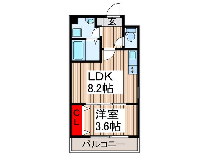 ジーメゾン上尾緑丘(1LDK/2階)の間取り写真
