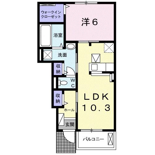 ルア・エトワール A(1LDK/1階)の間取り写真