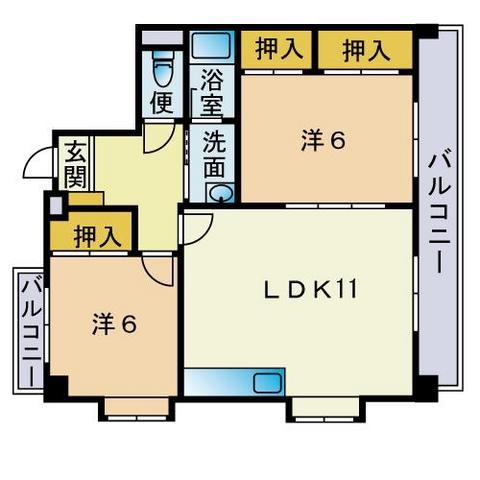 RTマンション(2LDK/6階)の間取り写真