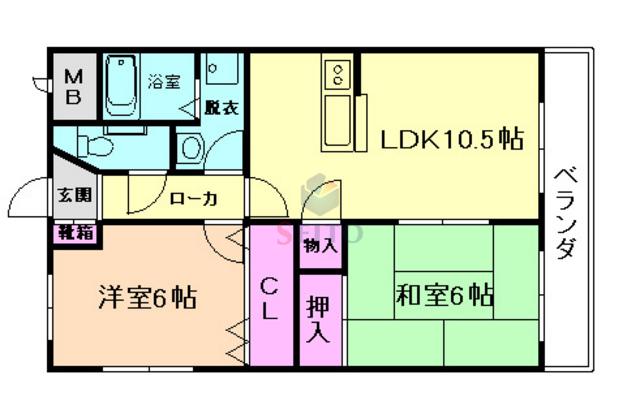 ラミティエ(2LDK/2階)の間取り写真