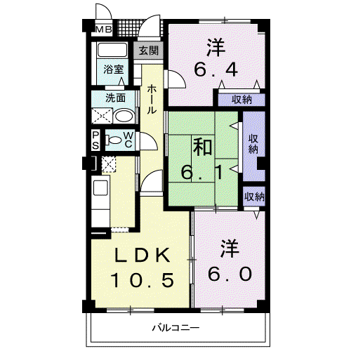 グランレイク シイナ(3LDK/3階)の間取り写真