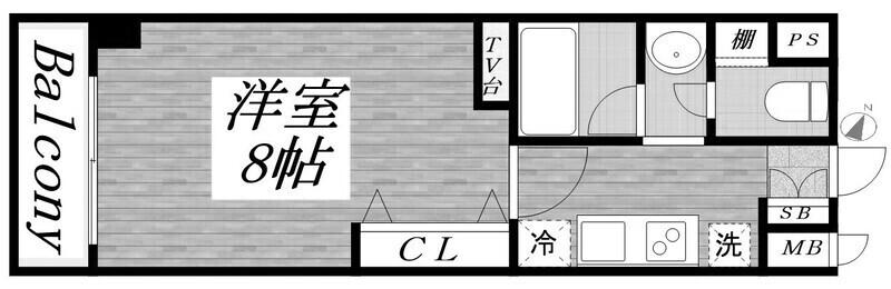 M・PARK・ウエスト(1K/4階)の間取り写真