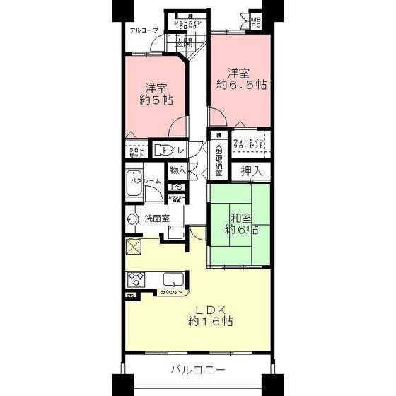 ライオンズ岐阜セントマークス壱番館206(3LDK/2階)の間取り写真