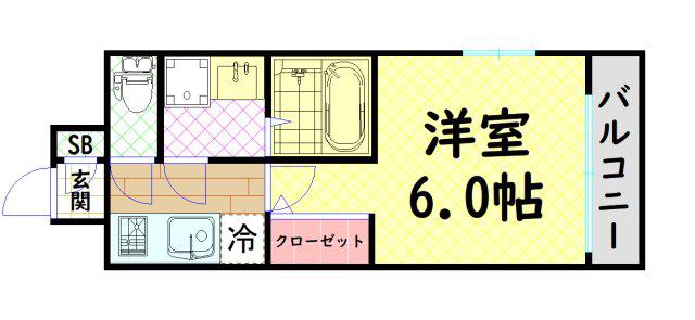 エスリード大阪ドームシティ(1K/4階)の間取り写真