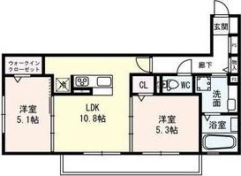 クレール田宮 住居(2LDK/2階)の間取り写真
