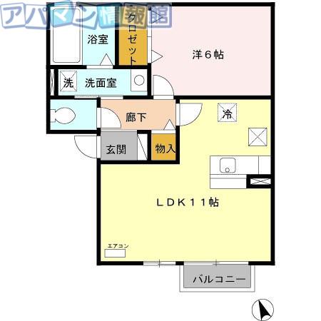 スプリングベルテA棟(1LDK/1階)の間取り写真