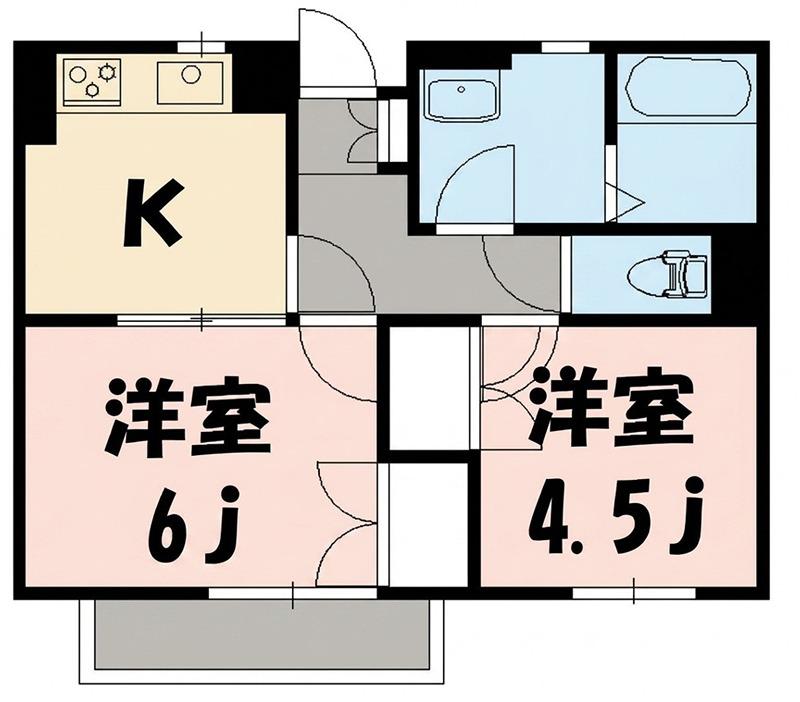 ブリッジ高津(2K/2階)の間取り写真