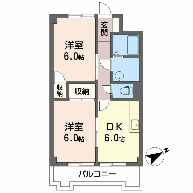 グランジートアン(2DK/8階)の間取り写真