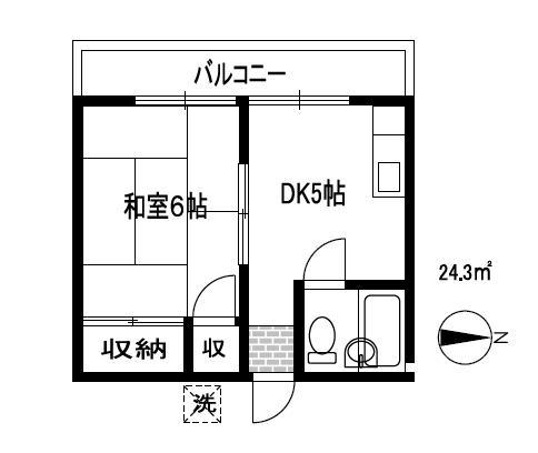 YSコーポ(1DK/2階)の間取り写真