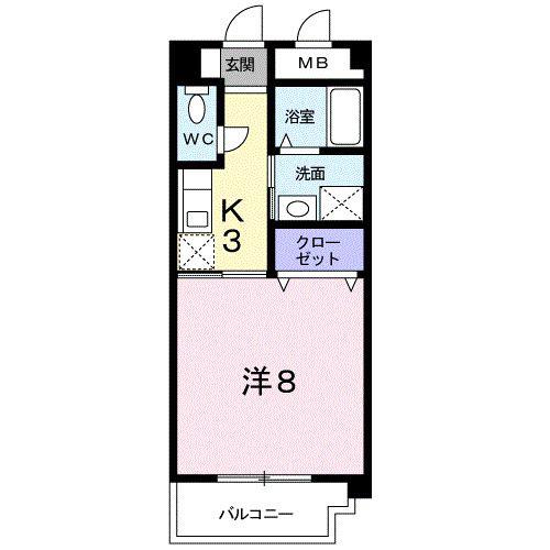 プリムローズ麻里布(1K/3階)の間取り写真
