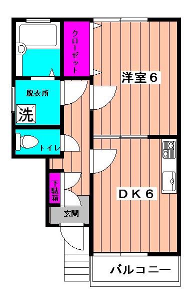 グレースメゾンII(1DK/1階)の間取り写真