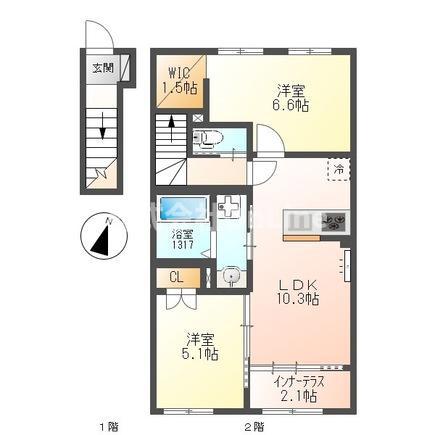 フォレスタ(2LDK/2階)の間取り写真