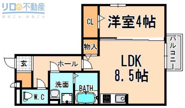 FRONT RIVER(1LDK/1階)の間取り写真