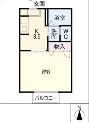 コーポオアシス(1K/1階)の間取り写真