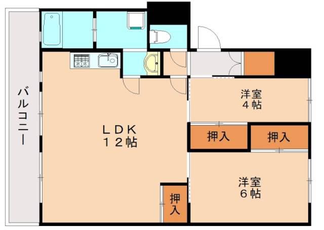 サルヴァトーレ本城(2LDK/5階)の間取り写真