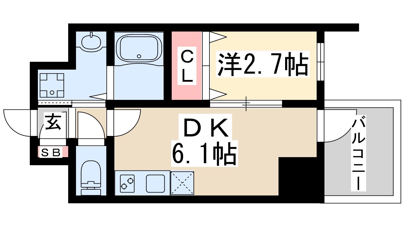 セレニテ新大阪グランデ ミリュー(1DK/4階)の間取り写真