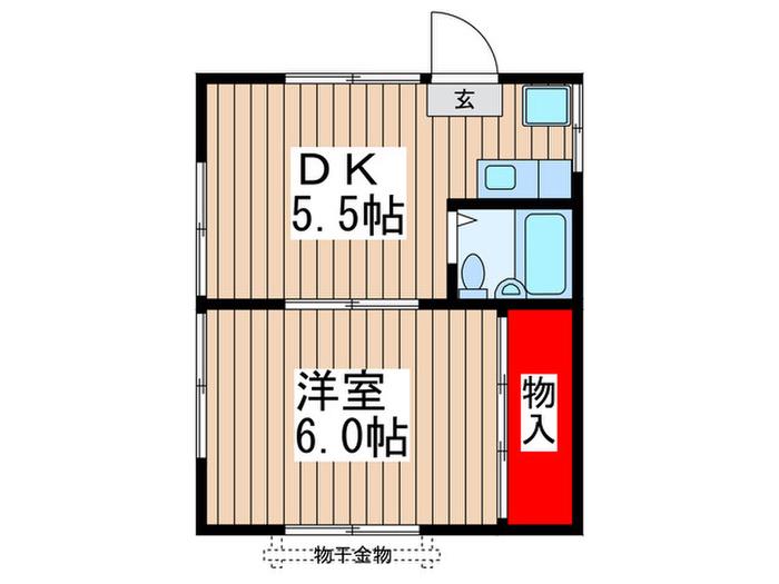 青葉荘(1DK/2階)の間取り写真
