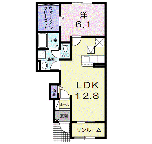 グランツTAGEN(1LDK/1階)の間取り写真