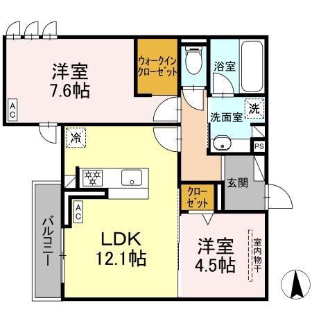 D-CRINUM川島田(2LDK/3階)の間取り写真