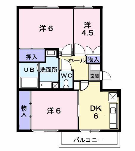 スリーアイズマンション(3DK/2階)の間取り写真