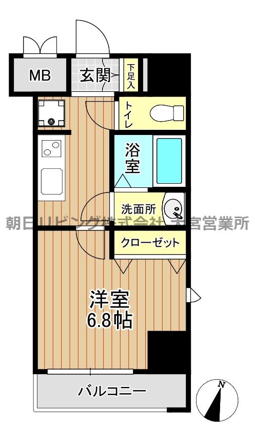 ブランセオオミヤ(1K/7階)の間取り写真