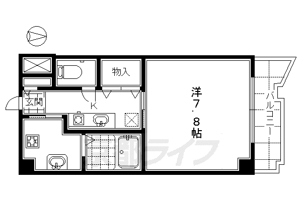 河原町ビル(1K/8階)の間取り写真