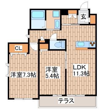 月見山鶴亭(2LDK/2階)の間取り写真