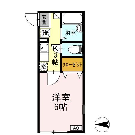 サンヴィクトワール(1K/2階)の間取り写真