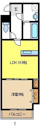 ソラーレ(1LDK/2階)の間取り写真