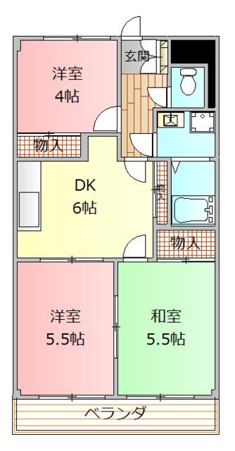ロイヤルカサブランカ(3DK/2階)の間取り写真
