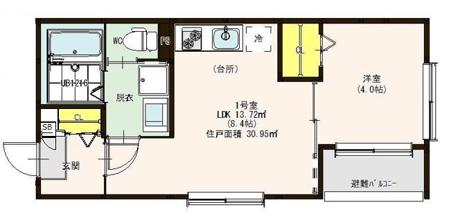 ハーモニーテラス汐田町II(1LDK/1階)の間取り写真